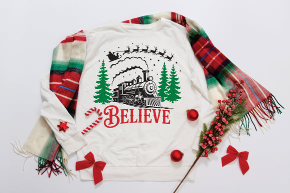 Believe Polar Express Long Sleeve Comfort Colors Tee