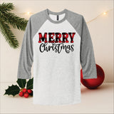 Merry Christmas Plaid Raglan Tee