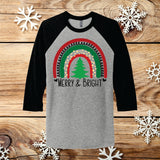 Merry & Bright Rainbow Raglan Tee