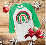 Merry & Bright Rainbow Raglan Tee